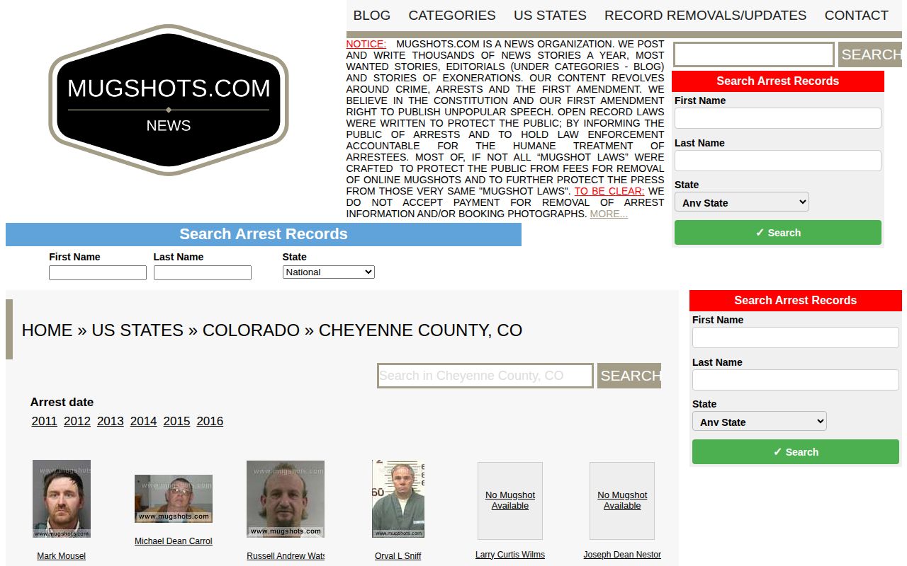 Unofficial historical Cheyenne County mugshot archive page